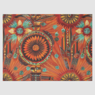 Vibrant Teal "Intricate Echoes" Pattern Tissue Pap Tissue Paper