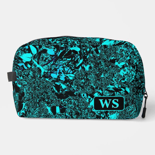 Vibrant Teal Monogram Toiletry Bag  (Front)