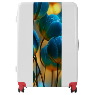 Vibrant Teal Poppy Art Luggage – Glossy Floral