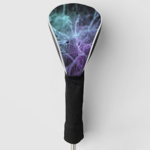 Vibrant Teal Purple Abstract Nerve Cells Golf Head Cover