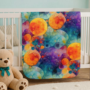 Vibrant Teal Purple Orange Fractal Art Pattern  Baby Blanket
