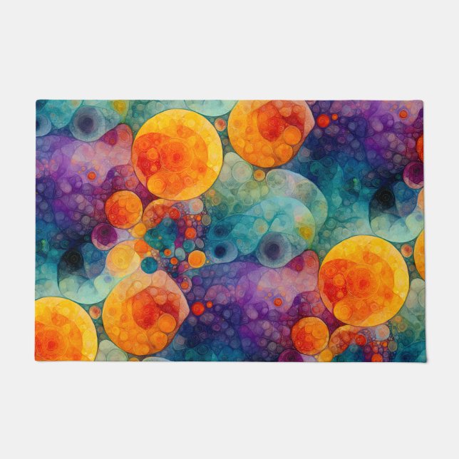 Vibrant Teal Purple Orange Fractal Art Pattern  Doormat (Front)