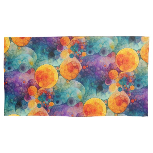 Vibrant Teal Purple Orange Fractal Art Pattern  Pillow Case (Front)