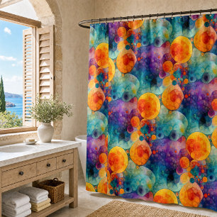 Vibrant Teal Purple Orange Fractal Art Pattern  Shower Curtain