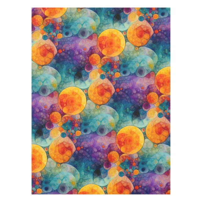 Vibrant Teal Purple Orange Fractal Art Pattern  Tablecloth (Front)