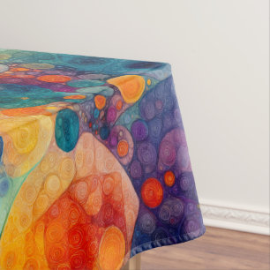 Vibrant Teal Purple Orange Fractal Art Pattern  Tablecloth