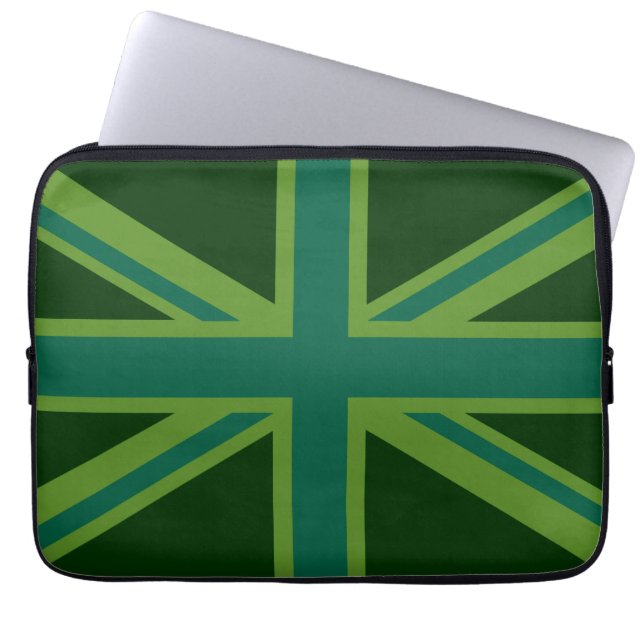 Vibrant Teal Union Jack Laptop Sleeve (Front)