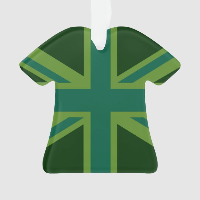 Vibrant Teal Union Jack Ornament (Front)
