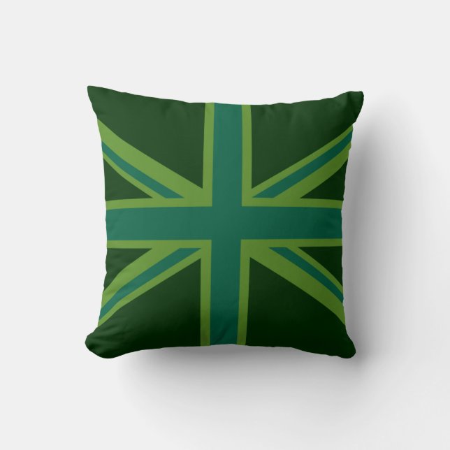 Vibrant Teal Union Jack Throw Pillow (Front)