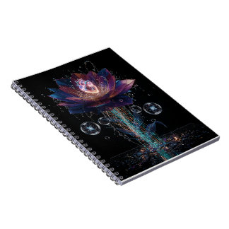 Vibrant Tech Blossom: Heart of Light Art Notebook
