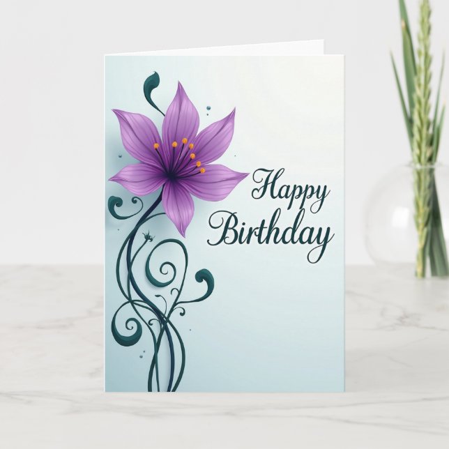 Vibrant Tendril Birthday Card (Front)