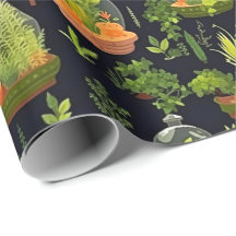 Vibrant Terrarium Decoupage Wrapping Paper