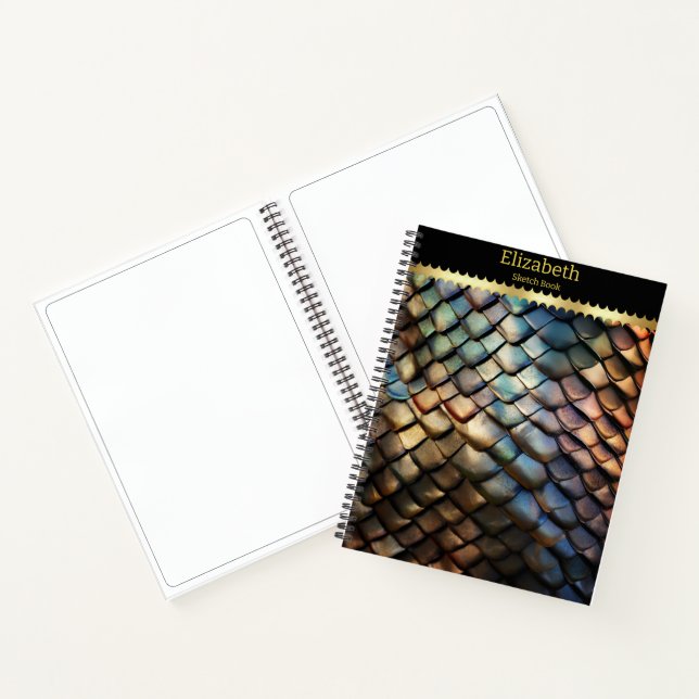 Vibrant, textured poisonous snakeskin notebook (Inside)