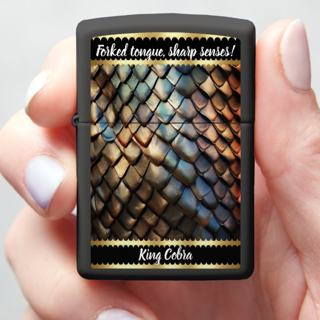 Vibrant, textured poisonous snakeskin zippo lighter (In Hand)