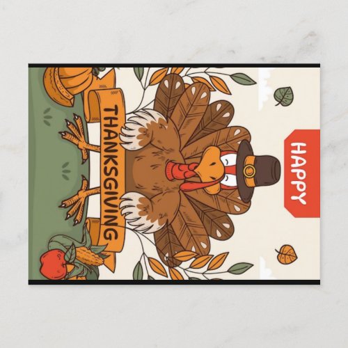 Vibrant Thanksgiving Postcard  Thanksgiving 