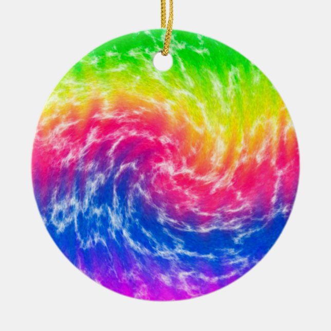 Vibrant Tie Dye Christmas Ornament (Front)