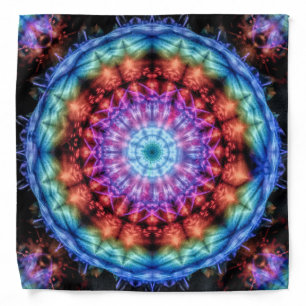 Vibrant Tie Dye Kaleidoscope Rainbow Mandala Bandana