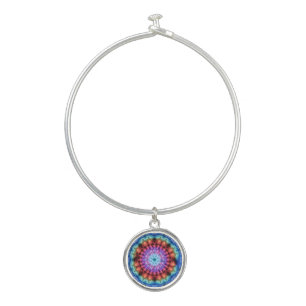 Vibrant Tie Dye Kaleidoscope Rainbow Mandala Bangle Bracelet