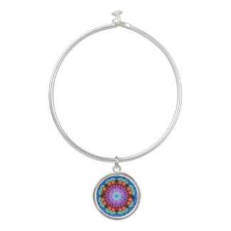 Vibrant Tie Dye Kaleidoscope Rainbow Mandala Bangle Bracelet