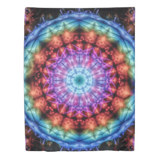 Vibrant Tie Dye Kaleidoscope Rainbow Mandala Duvet Cover