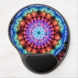 Vibrant Tie Dye Kaleidoscope Rainbow Mandala Gel Mouse Pad