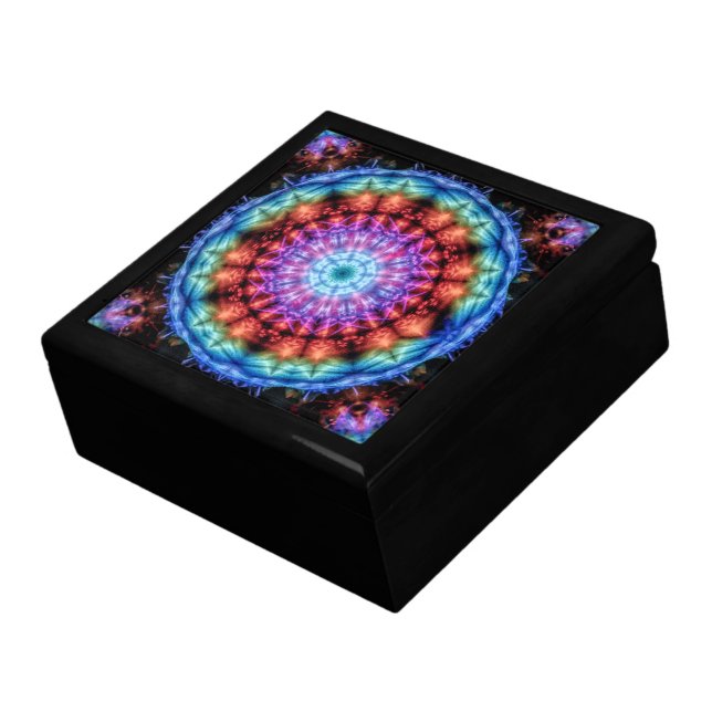 Vibrant Tie Dye Kaleidoscope Rainbow Mandala Gift Box (Side)
