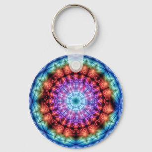 Vibrant Tie Dye Kaleidoscope Rainbow Mandala Keychain