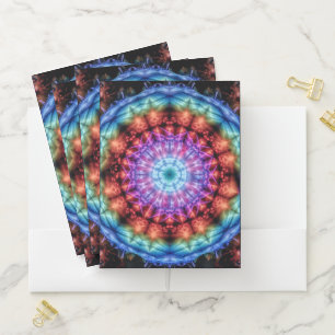Vibrant Tie Dye Kaleidoscope Rainbow Mandala Pocket Folder