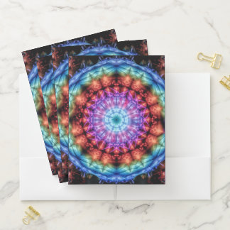 Vibrant Tie Dye Kaleidoscope Rainbow Mandala Pocket Folder