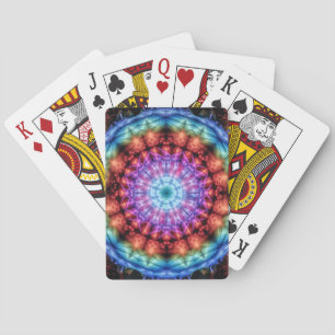 Vibrant Tie Dye Kaleidoscope Rainbow Mandala Poker Cards
