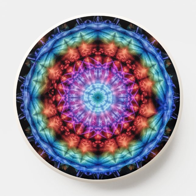 Vibrant Tie Dye Kaleidoscope Rainbow Mandala PopSocket (Popsocket)