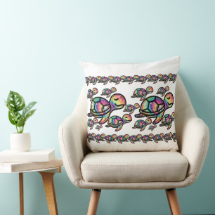 Vibrant Tie Dye Sea Turtle Throw Pillow