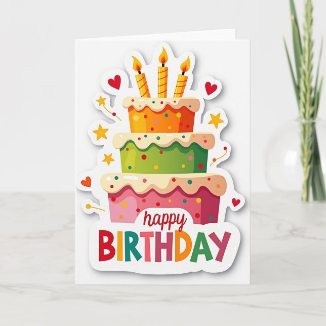 Vibrant Tiered Birthday Card (Front)