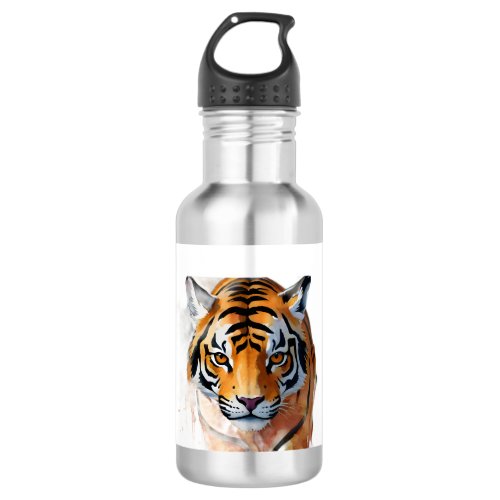 Vibrant Tiger Daring Adventures in WHITE Realms Stainless Steel Water Bottle