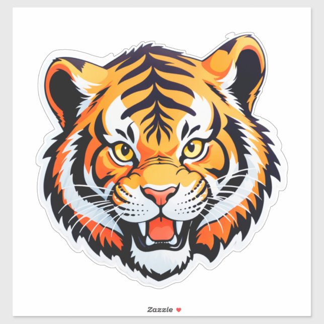 Vibrant Tiger Face Sticker (Sheet)