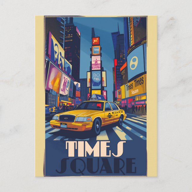 Vibrant Times Square: NYC Vintage  Postcard (Front)