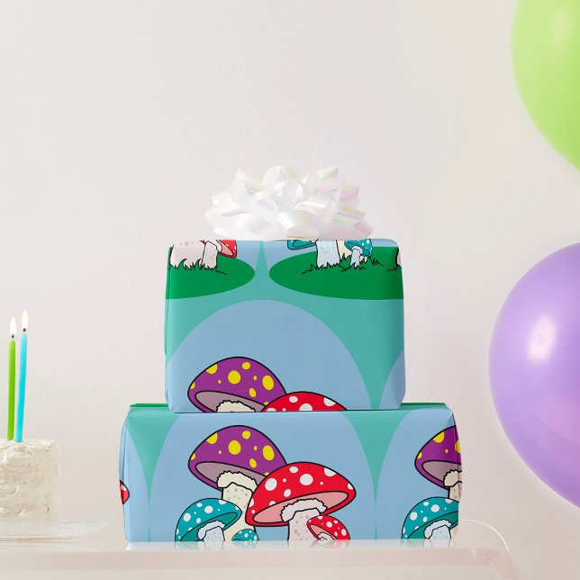 Vibrant Toadstool Mushroom Garden Wrapping Paper (Creator Uploaded)