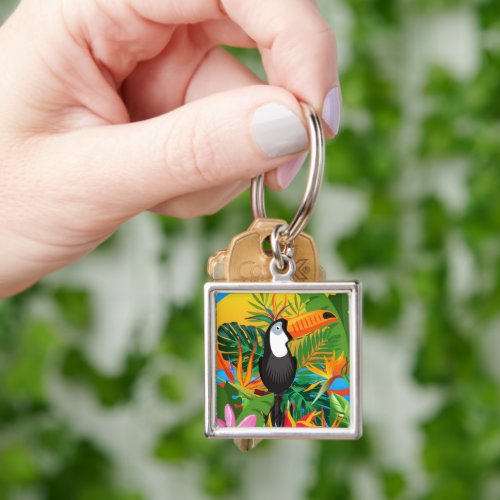 Vibrant Toucan Tropical Rainforest Keychain