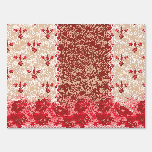 Vibrant traditional fabric featuring intricate flo sign (Front)