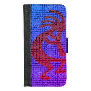 Vibrant Traditional Flute Kokopelli Mosaic Tiles iPhone 8/7 Wallet Case