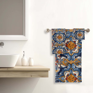 Aztec Sky Gold Embroidered Towel Collection