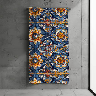 Vibrant Traditional Mexican Talavera Tiles Bath Towel Set