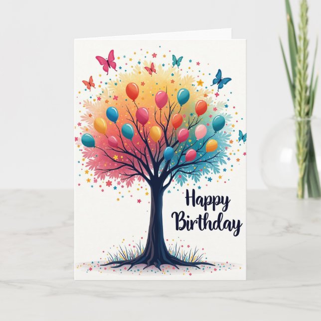 Vibrant Tree Birthday Card (Front)
