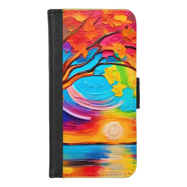Vibrant Tree of Life Painting iPhone Wallet Case (Front)