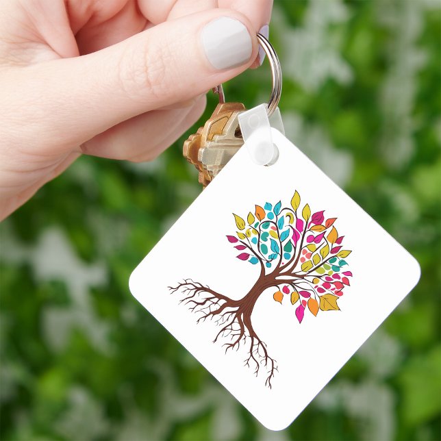 Vibrant Tree of Life: Roots and colorful leaves Keychain (Vibrant Tree of Life: Roots and colorful leaves. Keychain)