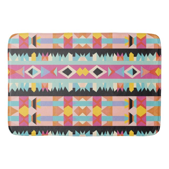 Vibrant Tribal-Inspired Design Pattern mix Bath Mat (Front)