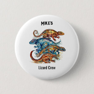 Vibrant Tribal Lizard Totem, custom Button