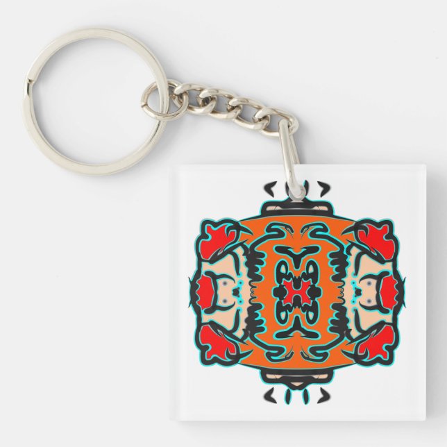 Vibrant Tribal Zen Keychain (Front)