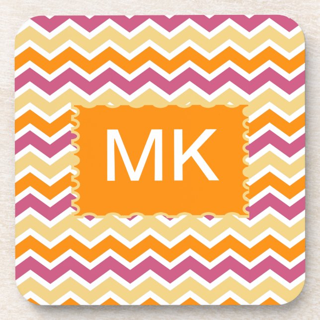 Vibrant Tribal ZigZag Beverage Coaster (Front)