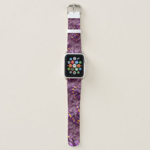 Vibrant Trippy Purple Yellow Groovy Fractal Art Apple Watch Band